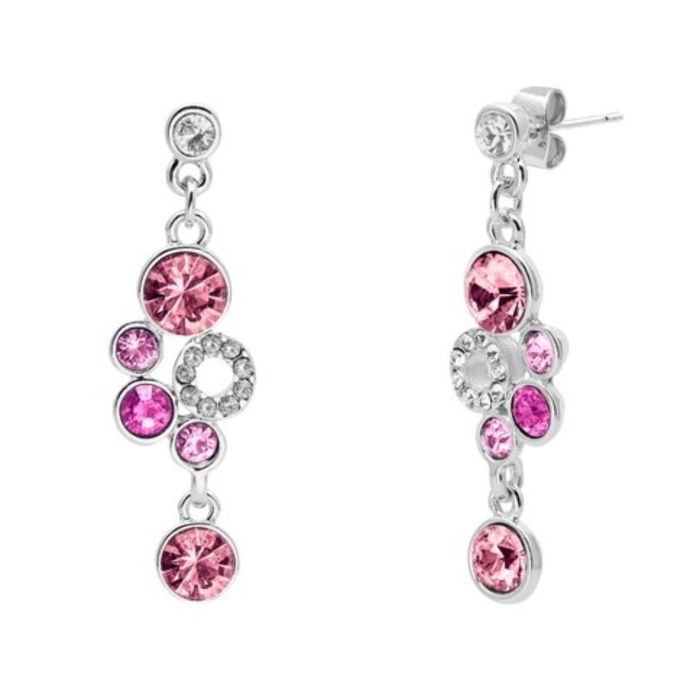 AURA WHITE GOLD PLATED MULTI CRYSTAL DROP EARRINGS WITH LUXURY CRYSTALS